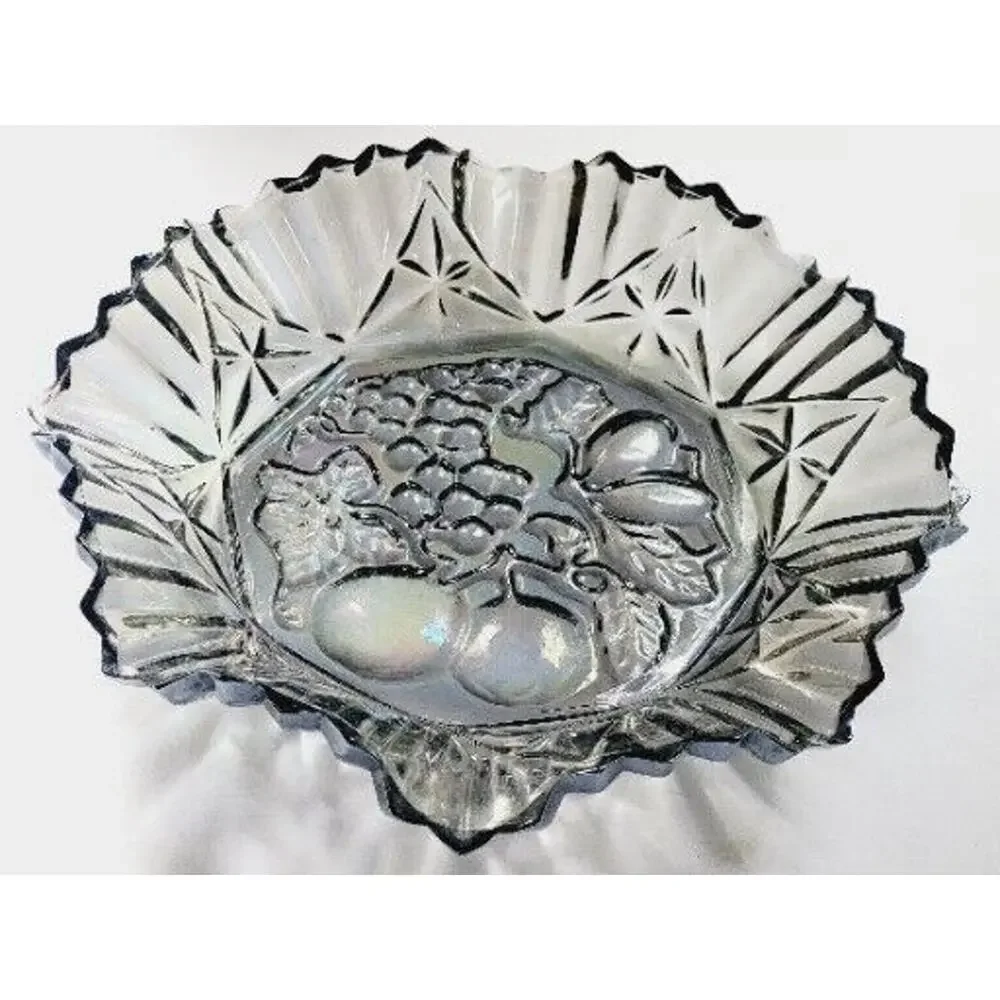 Vintage Carnival Glass Bowl Federal Pioneer Iridescent 10”